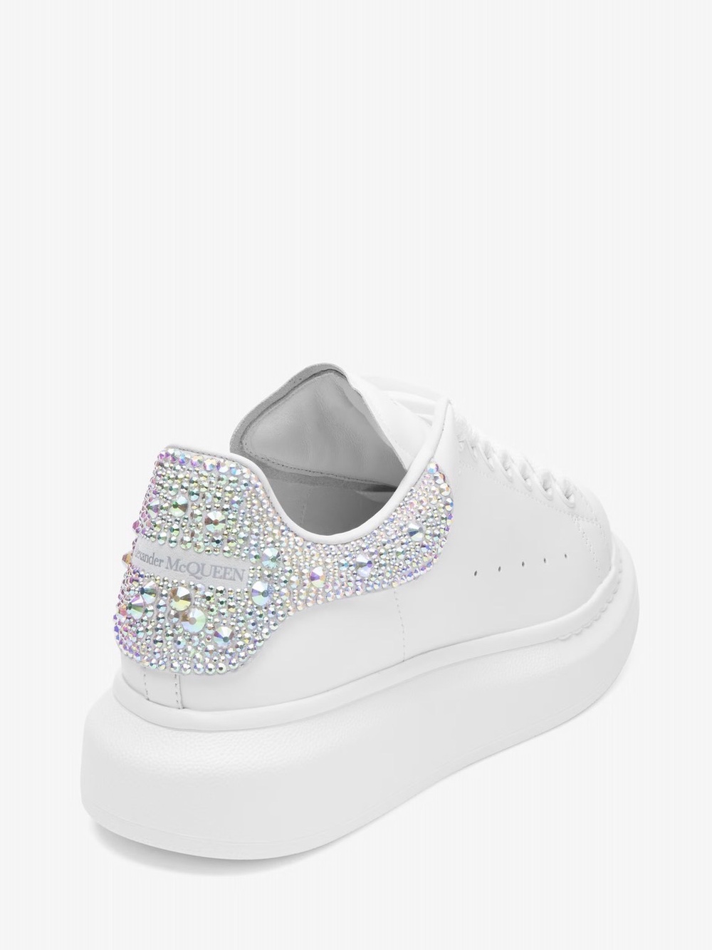 Alexander McQueen Women's Oversized Sneaker in White/Silver 39